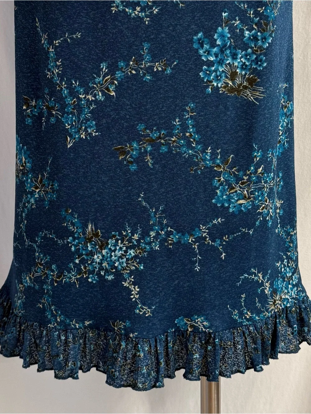 Vintage Y2K Blue Wildflower Midi Skirt